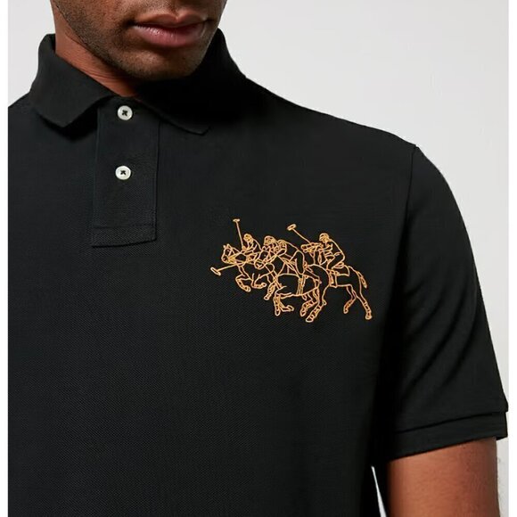 Polo Ralph Lauren Men's Slim Fit Lunar New Year Triple-Pony Polo Shirt Black XXL - Picture 4 of 14